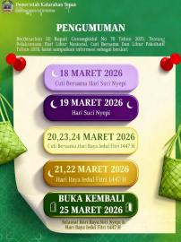 Selama Libur Nyepi (Tahun Baru Saka 1948) dan Idul Fitri 1447 H, Pelayanan Kalurahan Tepus Tutup